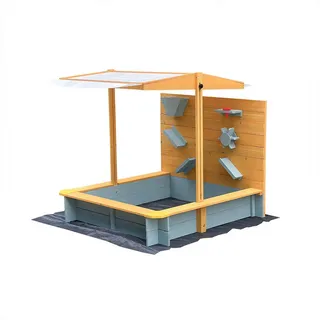 Home Deluxe Holzsandkasten Sandy mit Überdachung Grau/Braun