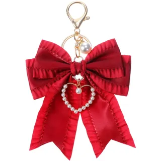 Yamobi Bow Taschenanhänger, Elegante Bag Charms mit Perlen, Y2K Schlüsselanhänger Damen als Anhänger Tasche & Süßer Bag Charm