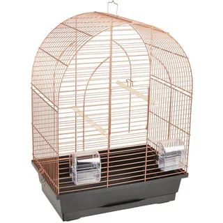Karlie Flamingo Vogelkäfig – Voliere Vögel – Klara 1 Kupfer/Schwarz – 39×25×53 cm – 2 Sitzstangen & 2 Näpfe, Frontklappe, Kunststoff-Schublade, EU-Herstellung