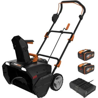 WORX WG471E Nitro Akku-Schneefräse 40V – Brushless Motor – 51cm Arbeitsbreite – bis zu 25cm Schneehöhe geeignet - 180° drehbare Auswurfkanal – 6m Wurfweite – LED-Licht – inkl. 2x4Ah Akkus & Ladegerät