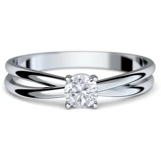 Amoonic Verlobungsring Damen aus Weißgold (333) mit Zirkonia inkl. Etui mit Doppelherz Gravur (inkl. Schmucketui) silberfarben 58