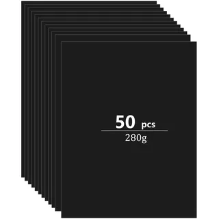 Atliberswo 50 Blatt Tonpapier Schwarz 280g/m2 | Schwarzes Papier A4 | Bastelkarton für Geschenkpapier, Kunsthandwerk, Drucke & Fotokarten | Kartonpapier DIN A4​