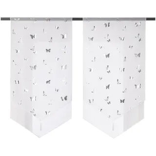 Joyswahl Scheibengardine Daria (1 St), Stangendurchzug, transparent, mit glänzenden Schmetterlingen, Panneaux weiß 60 cm x 120 cm