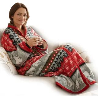 nyvi Ärmeldecke CozyBear - Kuscheldecke mit Ärmeln - TV Blanket mit Reißverschluss für Erwachsene & Kinder - TV Decke mit Ärmeln -Kuschelweich... - Rot