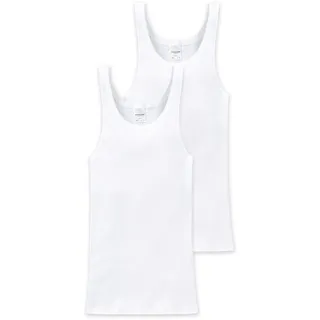 SCHIESSER Unterhemd 2er Pack - ärmellos, Cotton Essentials, Doppelripp, Weiß