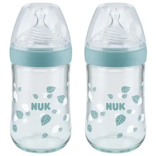 NUK Babyflasche NUK Nature Sense Glasflasche, 0-6 Monate, 240 ml VORTEILSPACK grün