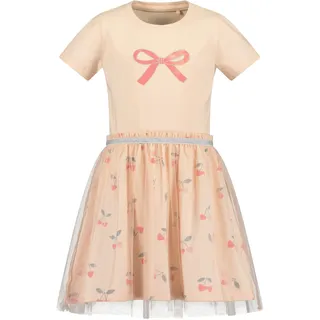 blue seven "Mädchen Tüllkleid mit Schleife", Mädchen, Gr. 128, Kurzarm, beige (4082, rosa), 95% Baumwolle, 5% Elasthan, normal, Rundhals, Kleider Jerseykleid