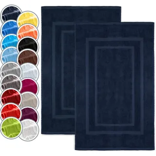 NatureMark 2er Pack Badvorleger | | 100% Baumwolle | 50 x 80 cm | Duschvorleger Duschmatte Doppelpack | Farbe: Navy blau