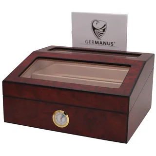 GERMANUS Humidor 224 mit Kristall Befeuchter und Hygrometer, Braun