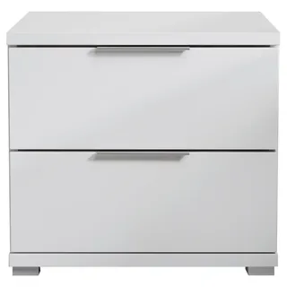 SchlafKONTOR Boxxx Nachtschrank, Weiß, Kunststoff, 2 Schubladen Schubladen, 46x43x42 cm Schlafzimmer, Nachttische