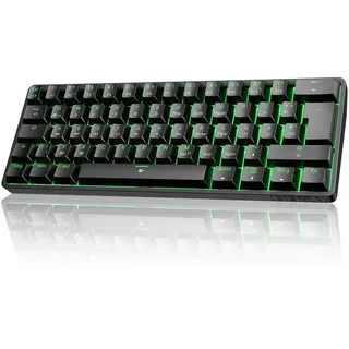 Dierya DK61SE-D Gaming Tastatur 60 Prozent Mechanische Blauer Schalter,QWERTZ Deutsches Layout,Ultra-Compact Mini 61 Keys Keyboard,Anti-Ghosting,Typ-C-Datenkabel für PC Windows Gamer Typist,Schwarz