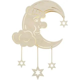 SAICO Fensterbild Träumender Mond am Sternenhimmel 44 cm beige