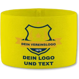 JAKO Kapitänsbinde - Foto Bild - Vereinslogo selber gestalten - Team Party eigenes Logo bedrucken - 27 x 8,5 cm - Neongelb - fussball armbinde personalisieren oberarmbinde wunschtext custom druck