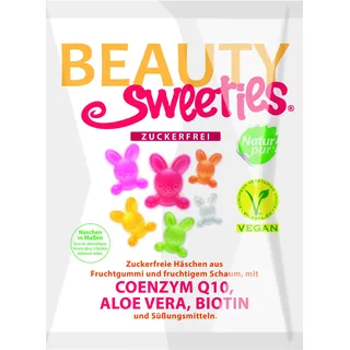 BeautySweeties Zuckerfreie Häschen 125 g - Fruchtig-süße, zuckerfreie & vegane Fruchtgummi-Häschen mit leckerem Fruchtschaum - Praktisch im 125 g Beutel