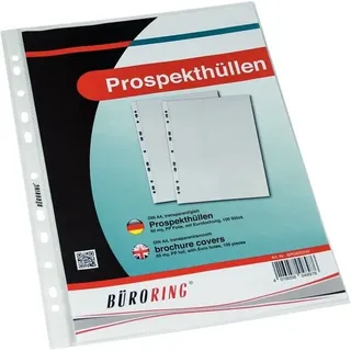 None Büroring Prospekthülle A4, PP-Folie, 60 my, glatt, glasklar, 1 Packung = 100 Hüllen, dokumentenecht