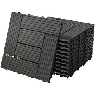 ECD Germany WPC Terrassenfliesen Anthrazit 30 x 30 cm 22 St.