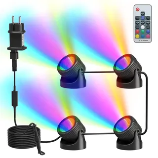 PChero RGB Teichbeleuchtung LED Unterwasser, Unterwasserbeleuchtung Strahler Poolbeleuchtung Unterwasser Licht IP68 Wasserdicht Teichlicht mit Fernbedienung für Pool Teich Garten Baum Deko