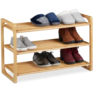 Relaxdays Schuhregal 75,5 x 50 x 33 cm stapelbar / natur