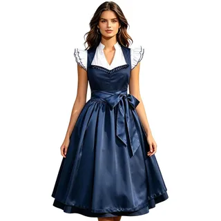Vevpewshi Dirndl Damen Trachtenkleid Dirndlkleid midi Tracht Lang Trachten Kleid für Oktoberfest Dirndelkleider Damen Mit Bluse - M