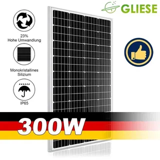 Gliese Solarpanel 300Watt Monokristallin Solarmodul Photovoltaik Solarzelle 18V Ideal zum Wohnwagen, Garten, Wohnmobil, Boot und Hausdach