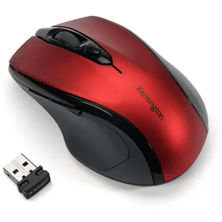 Kensington ProFit Kabellose Maus, Mittlelgroß, Optische 5-Tasten Funkmaus mit ergonomischer Form für Rechtshänder und Plug & Play Betrieb - Kompatibel mit Windows & MacOS, Rot, K72422WW