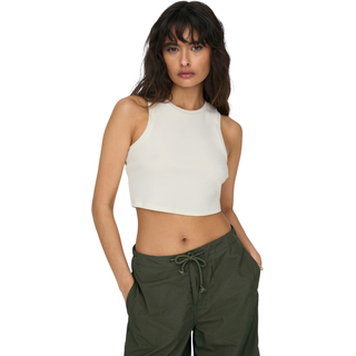 Only Vilma Jersey Sleeveless Cropped Tank Top JRS N Grau