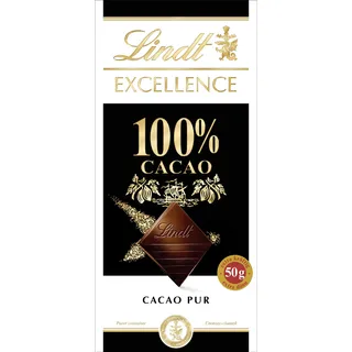 Lindt EXCELLENCE 100% Kakao - Edelbitter-Schokolade | 50 g Tafel | Extra kräftige Bitter-Schokolade | Intensiver Kakao-Geschmack | Dunkle Schokolade | Vegane Schokolade | Schokoladengeschenk