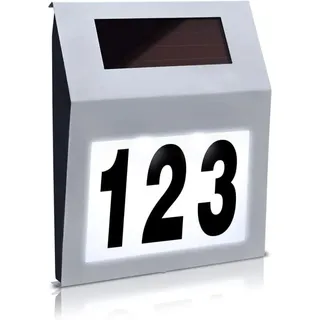 Solar Hausnummernleuchte Led Beleuchtet Mit 2 Leds Edelstahl Hausnummer Led Beleuchtete Hausnummer Led Wandlampe - Silber