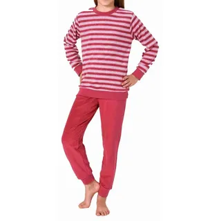 normann langarm Frottee Schlafanzug Pyjama Bündchen Streifen - 77433 in pink | Gr.: 128