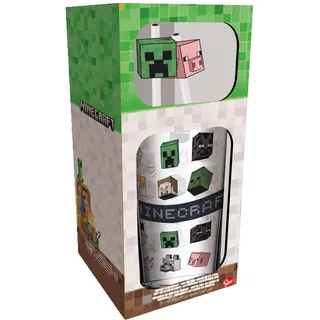 Stor Minecraft Glas Tumbler mit Trinkhalmen Characters 485 ml