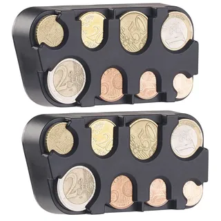 infactory Münzbox: 2er-Set Euro-Münzsammler mit Schnell-Fixierung (Münzbox für Kleingeld, Euro, Münzgeld Aufbewahrung)