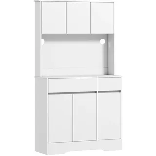 Homcom Küchenschrank Buffetschrank mit Arbeitsplatte 100 x 38 x 180 cm Weiß