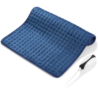Heizkissen mit Abschaltautomatik Elektrisches Wärmekissen 50 x 60cm mit 5 Schnellheiztechnologien, Überhitzungsschutz für Rücken, Schultern, Nacken, Dunkelblau