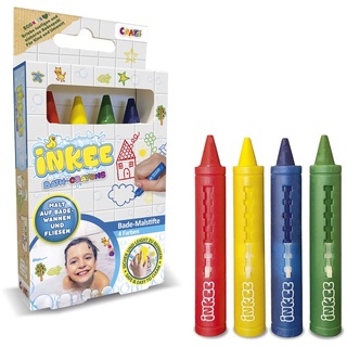 INKEE BATH CRAYONS 4 x Badestifte für Kinder Badewanne , Bleistifte für Keramikoberflächen, Badespielzeug Badewannenstifte für Kinder 4 Stück - leicht zu reinigen