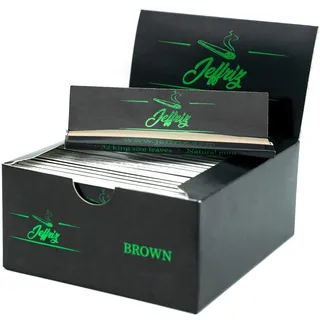 Longpapers King Size Slim Ungebleicht | Jeffriz Zigarettenpapier | Longpapes Ultra Dünne Blättchen, Langsame Verbrennung | 50 Heftchen mit je 32 Papers | Naturgummi Klebestreifen