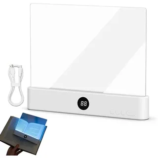 Smart LED Book Light, Intelligente LED Buchlampe, Augenschutz leselicht buch Buchseite Licht, Wiederaufladbare Leselampe mit 3-Farben, tragbare Flaches Buchlicht zum Lesen im Bett bei Nacht (Weiß)