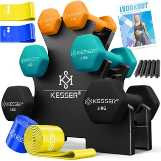 Kesser Hantel-Set Kurzhanteln 12 kg rutschfeste Neopren orange / schwarz