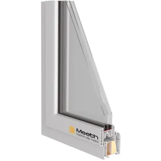 Meeth Kunststofffenster 125 x 155 cm 2-flg. Dreh/Dreh-Kipp Stulppfosten weiß