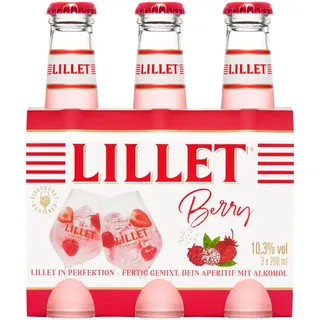 Lillet Berry, vorgemischter Drink aus Lillet Blanc, Erdbeer- & Himbeer-Aromen, fruchtiger Aperitif, aromatisiertes alkoholisches Mixgetränk, 3 x 200ml