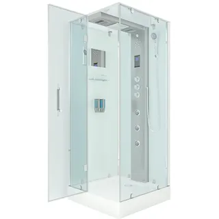 AcquaVapore Dampfdusche Duschtempel Sauna Dusche Duschkabine D38-00L3-EC 80x80 cm mit 2k Scheiben Versiegelung