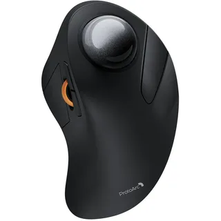 ProtoArc Kabellose Bluetooth Trackball Maus, EM03 NL Wiederaufladbare Ergonomische Trackball Mouse mit Fingerbedienung, 2.4G & Dual-Bluetooth Multi-Geräte für PC, Mac, Windows Büroarbeit - Schwarz