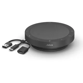 Jabra Speak2 55 Bluetooth-Freisprechlösung, 4 Mikrofone mit Geräuschunterdrückung, 50 mm Breitband-Lautsprecher, Breitband-Audio, kompakt, tragbar - Zoom und Google Meet zertifiziert, Dunkelgrau