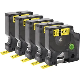 DOREE 5 Pack Gelber 45018 S0720580 UV-beständige Schriftbänder 12 mm x 7 m