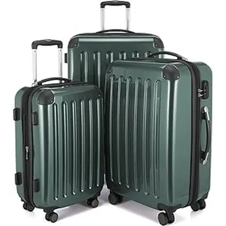Hauptstadtkoffer - Alex - 3er Koffer-Set Trolley-Set Rollkoffer Reisekoffer Erweiterbar, 4 Rollen, (S, M & L), Waldgrün