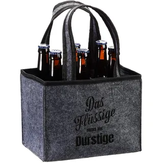 Cepewa Flaschenträger aus Filz Das flüssige muss... Flaschentasche Männerhandtasche für 6 Flaschen 0,33l oder 0,5l