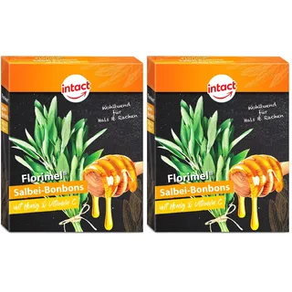 intact Florimel Salbei-Bonbons mit Honig & Vitamin C (50g) • Wohltuend für Hals & Rachen • Hustenbonbons mit Salbei-Extrakt (Packung mit 2)
