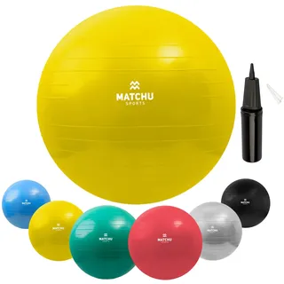 Matchu Sports - Fitnessball | Pilatesball | Yogaball | Gelb schwarz|gelb 45 CM