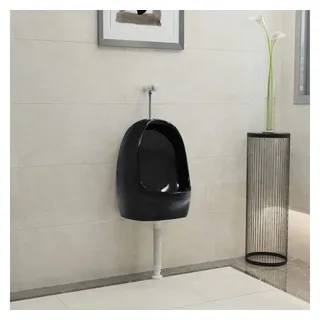 vidaXL Wandurinal mit Spülventil Keramik Schwarz
