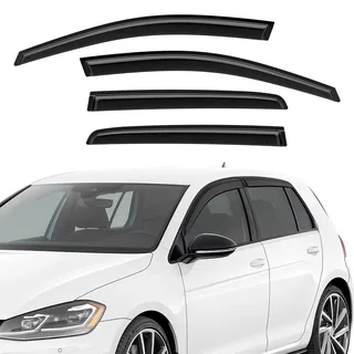 GEARMONSTER Windabweiser kompatibel mit VW Golf 7 / VII 2014-2020, Selbstklebend, Autofenster Tape-On Regenabweiser Regenschutz Windabweiser, 4 Stück, Schwarz