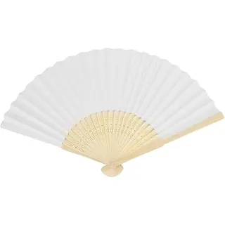 Yukiyi Dunkelgrüne Handfächer für Damen klappbar Frauen, faltbare Handfächer, Stoff-Faltfächer, DIY, handgefertigte Fächer zum Tanzen, Foto-Requisiten, Wanddekoration, Hochzeitszubehör (White)